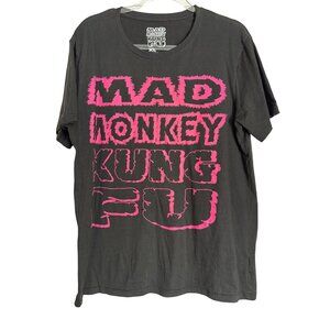 Mad Monkey Kung Fu Graphic Tee XL Black Pink Punk‎ Rock Grunge Casual